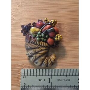 Vtg Thanksgiving Christmas "Hallmark" Horn of Plenty Cornucopia Holiday Pin